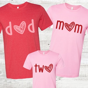 Pink and Red Valentine&#39;s Birthday Shirts -age one two three or four, our little sweethearts birthday, mom dad, pink and red, valentines bday