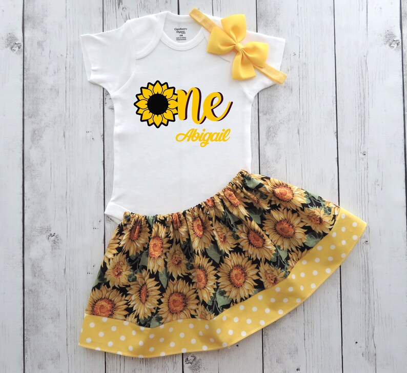 sunflower first birthday outfit