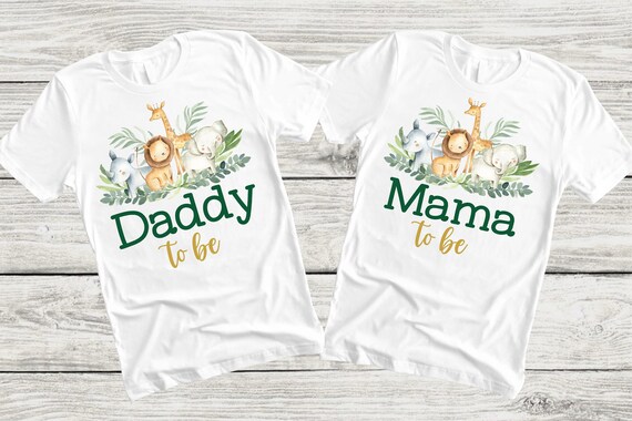 Safari Animal Baby Shower Family Shirts genderneutraal eucalyptus