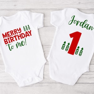 Christmas First Birthday T Shirt - december birthday, santa red green, oh what fun, merry birthday, christmas themed 1st birthday,