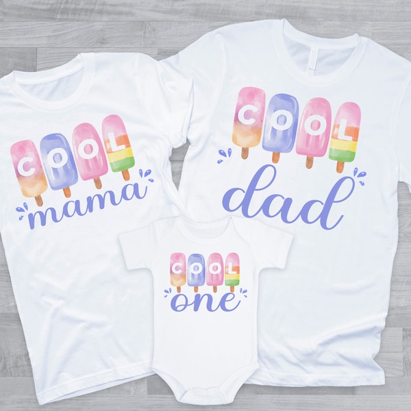 Popsicle Birthday Family Shirts - 1st birthday girl, cool one, ice cream birthday theme, first birthday girl, pastel colors, summer