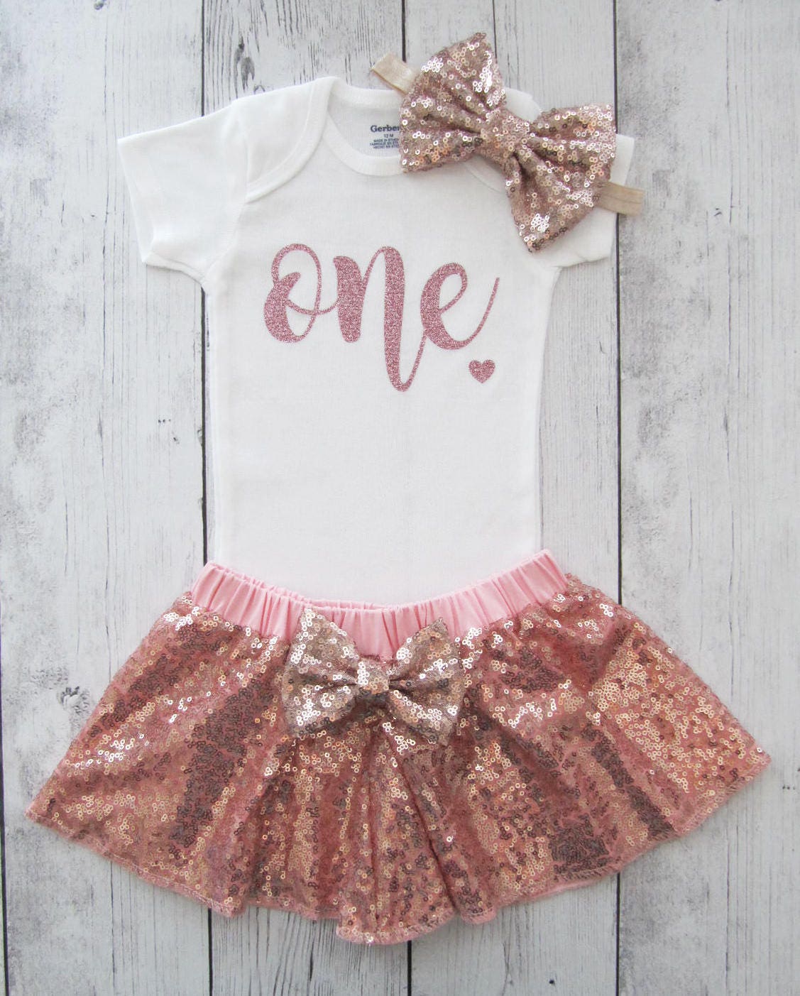 Rose Gold First Birthday Outfit for baby girl rose gold Etsy