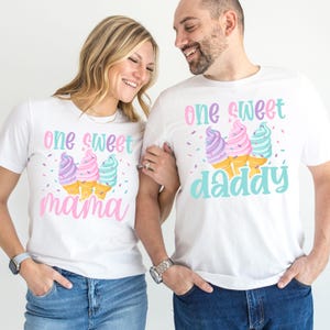 Sweet One Ice Cream Family T-Shirts for her Birthday Party - pastel ice cream 1st birthday girl, sweet one girl, mom dad brother sister