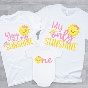You are my Sunshine 1st Birthday Family Shirts - pink yellow sunshine birthday, mom dad grandma brother sister auntie, my only sunshine