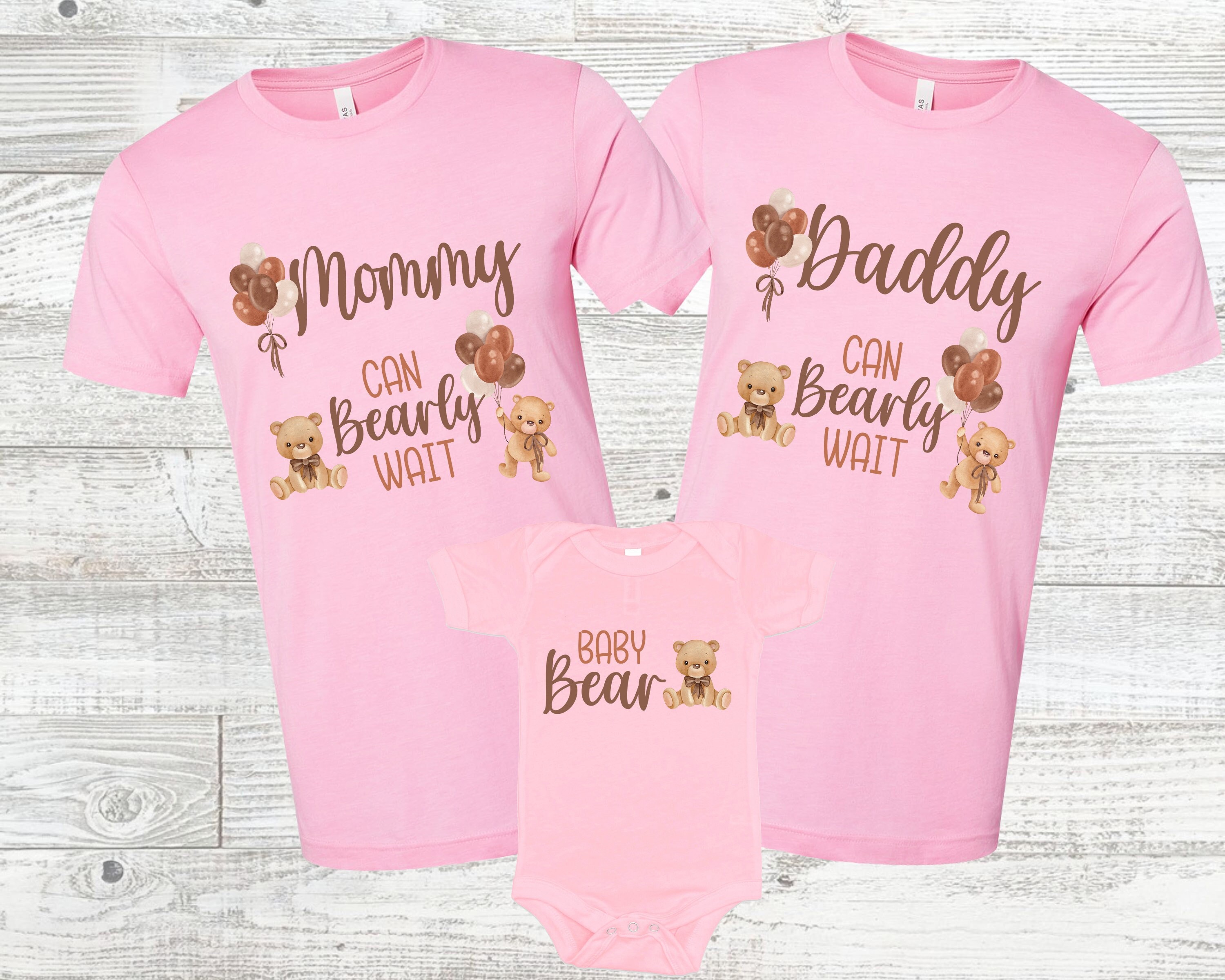 Can Bearly Wait Pink Baby Shower Shirts - Girl Baby Shower, Mom