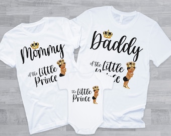 Kleiner Prinz Geburtstagskind, Babyparty-Hemd, Mutter, Papa, Oma, Opa, Bruder, Schwester, Tante, Krone, schwarz, gold