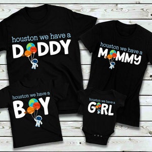 Outer Space Baby Shower Shirts for Family - gender reveal, mommy grandma auntie brother, astronaut galaxy planets, out of this world,houston