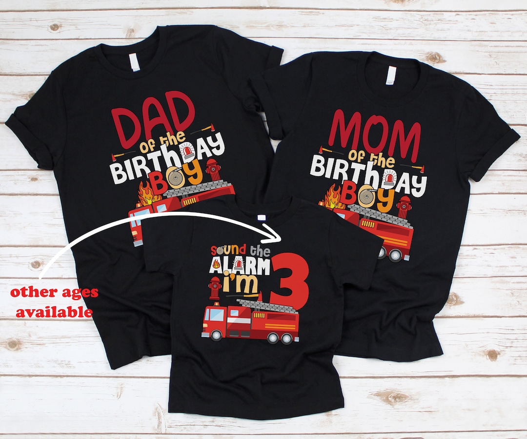 Fire Truck Birthday Boy Shirts on Black for the Whole Family Firehouse