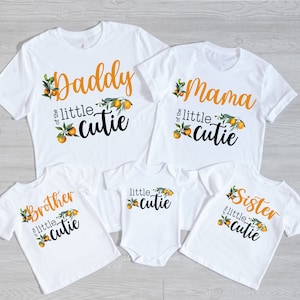 Little Cutie Family T-Shirts for Baby Shower or Birthday Party - clementine oranges, cuties birthday girl, little cutie on the way