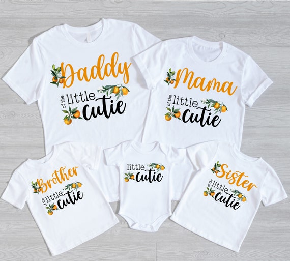 Little Cutie Family T-shirts for Baby Shower or Birthday Party
