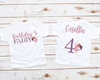 Fairy Floral T Shirt for 4th Birthday Girl - pink purple, 4th birthday shirt, fairy garden birthday, four year old, fairy garden outfit girl