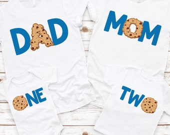 Cookie ONE Birthday with Matching Family Shirts - blue cookie 1st birthday, mom dad nana aunt, cookie one bodysuit, 1st birthday boy