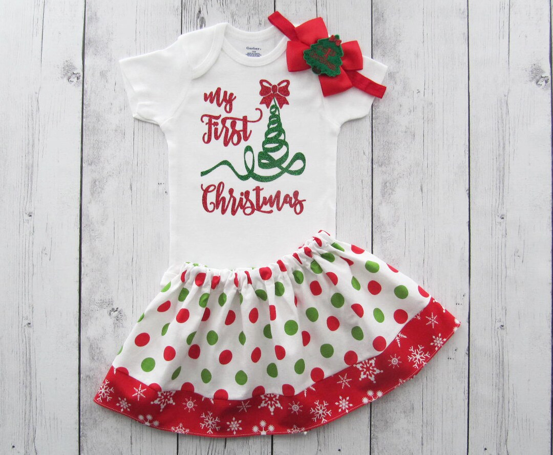 My First Christmas Outfit for Baby Girl Holiday Outfit Baby Etsy