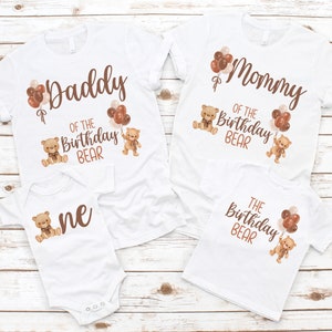 Teddy Bear Birthday Shirts for Family - 1st birthday, mom dad grandma brother, baby bear, brown bear birthday, teddy bear birthday party