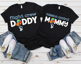 Outer Space Birthday Shirts for Family - 4 & out of this world, 3 is a blast, two the moon, 1st trip around sun, houston we have, astronaut
