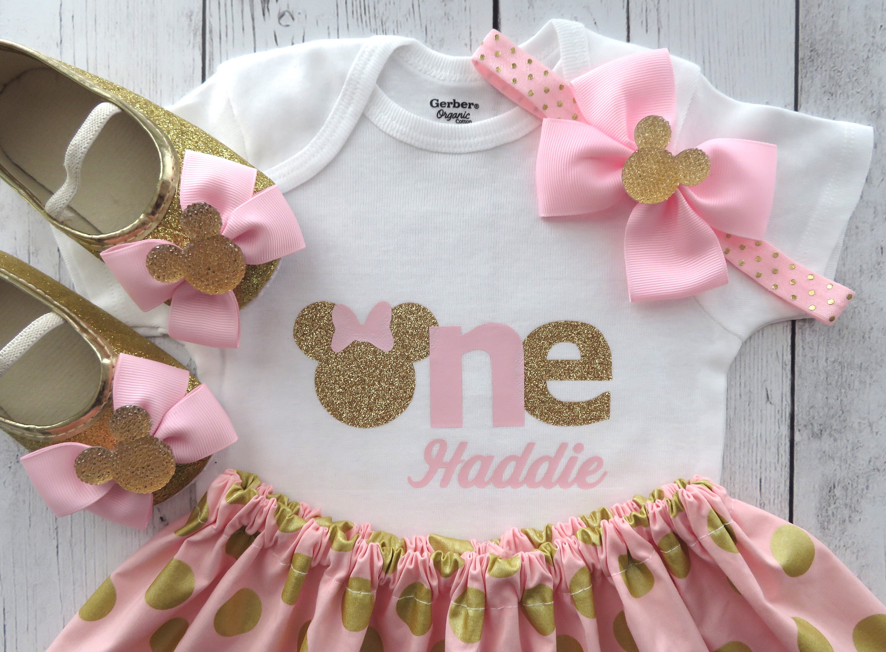minnie mouse pink and gold outfit