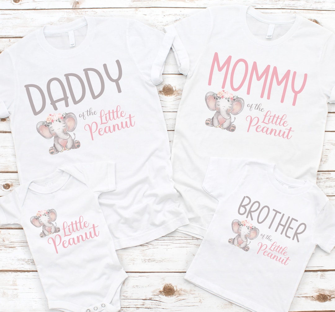 Elefante Playeras Baby Shower Familia Elephant Family T-shirts For Girl Baby  Shower Little Peanut, image size:1080x1004