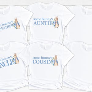 Camisetas familiares de Peter Rabbit para su primer cumpleaños: ¡Un conejito cumple un año!, primer cumpleaños de conejito, mamá, papá, abuela, hermana, baby shower de niño imagen 9
