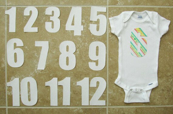 Monthly Onesie Stickers In Plain White Set Of 12 Iron On Etsy
