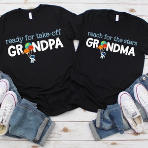 Outer Space Grandparent Birthday Shirts for Family - flight crew, houston we have, out of this world, astronaut, nana grammy grandma lovey