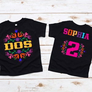 Second Fiesta Birthday Girl Shirt - dos birthday t shirt, sombrero mexican, taco twosday, baby 2nd birthday, two year old, mexican floral