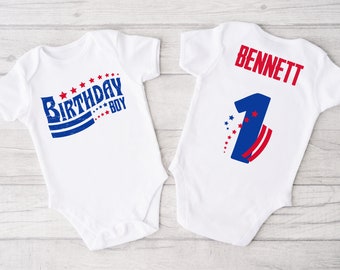 Little Firecracker 1st Birthday Bodysuit - first birthday, fourth of july, one year old, red white blue, little firecracker, independence