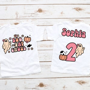 Boo-day Ghoul 2nd Birthday T Shirt - halloween second birthday girl, groovy boho, two spooky shirt, pastel halloween theme