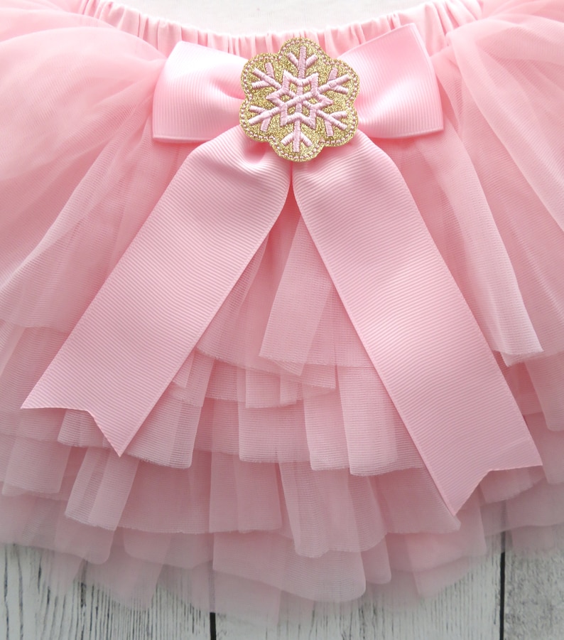 Winter ONEderland First Birthday Outfit witn pink and gold tutu baby girl first birthday dress snow much fun to be one snowflake pink