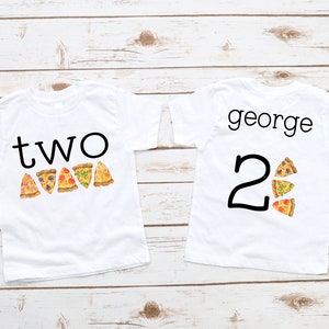 Body o camisa de cumpleaños de fiesta de pizza - traje de 2o cumpleaños, tema de cumpleaños de pizza, niño de dos años, fiesta para hacer pizza, rebanadas de pizza