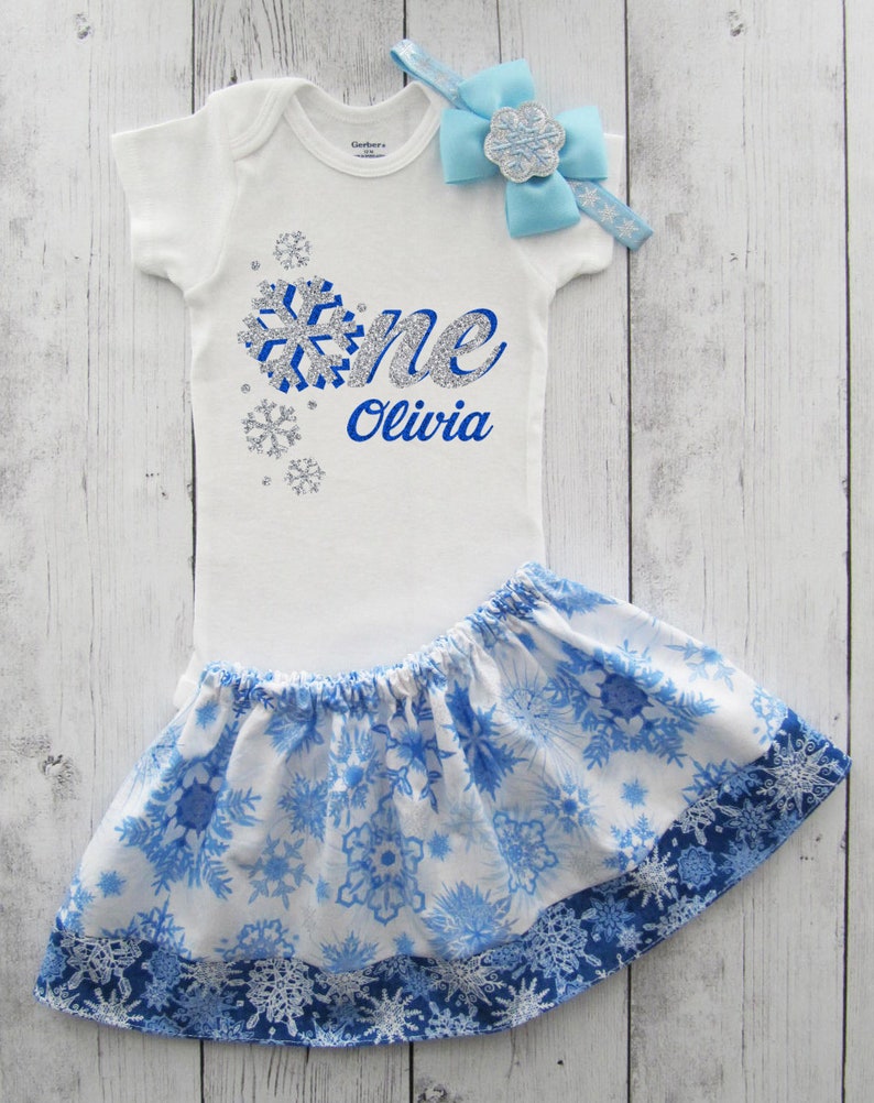 Winter ONEderland Snowflake First Birthday Outfit onesie