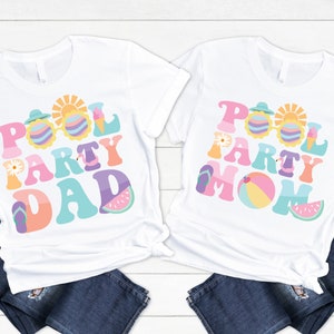 Pool Party Birthday Girl Family Shirts - one in the sun, summer bash bday girl, mom dad sister, retro, tropical splish splash, swimming pool