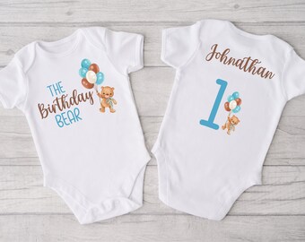 Teddy Bear T Shirt for 1st Birthday Boy -beary first birthday, matching family shirts, 1st birthday boy, brown bear, personalized, baby bear