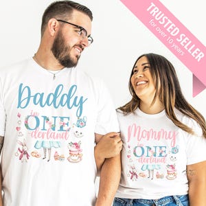 Alice in ONEderland Birthday Family Shirts - tea party 1st birthday girl, mom dad nana brother aunt, white rabbit, chesire cat, pink blue