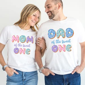 Sweet One Donut Family T-Shirts for her 1st Birthday Party- donut grow up, donut 1st birthday girl, mom dad grandma grandpa bro sister aunt