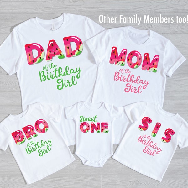 One in a Melon Birthday with matching Family Shirts - watermelon bday, sweet one birthday girl, mom dad grandma sister aunt, one in a melon