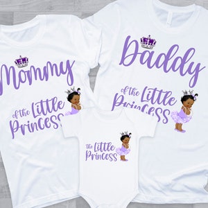 Little Princess matching Family Shirts - birthday or baby shower, purple silver princess, mom dad grandma grandpa brother sister, crown