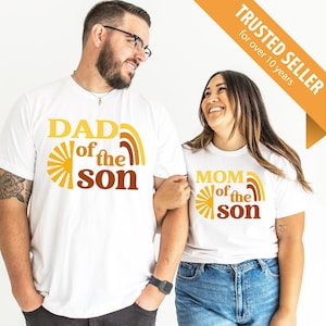 Here Comes the Son Family Shirts - birthday or baby shower, boho colors, sunshine rainbow, first trip around the sun, boy birthday
