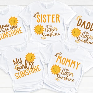 Boho Sunshine Family Shirts - birthday or baby shower, here comes the sun, gender neutral, brown rust yellow, boho colors, boho sunshine