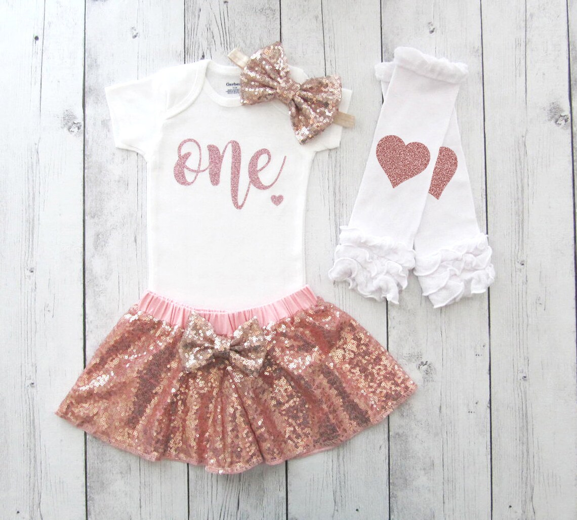 Rose Gold First Birthday Outfit for baby girl rose gold Etsy