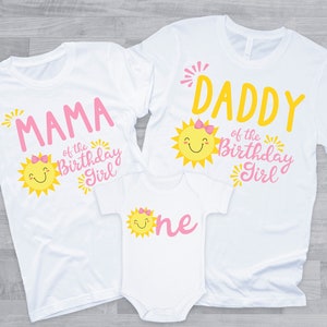 Sunshine 1st Birthday Family Shirts - pink yellow sunshine birthday, mom dad grandma brother sister auntie, you are my sunshine my only sun