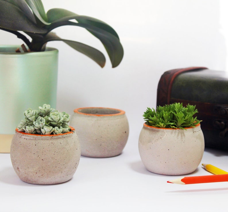 Concrete Planters Set of 3 Etsy