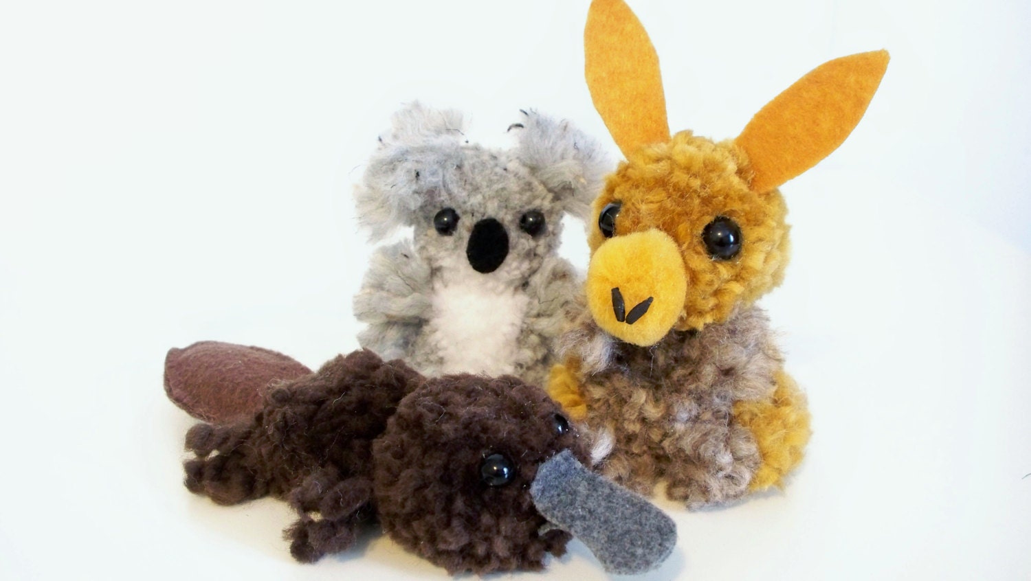 Australian PomPom Animals Kangaroo Koala and Platypus Etsy