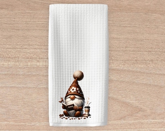 Gnomes with Coffee Waffle Weave Tea Towels  4 designs