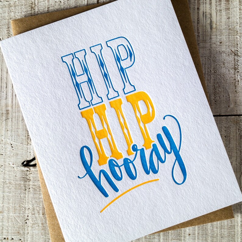 Hip Hip Hooray Letterpress Card