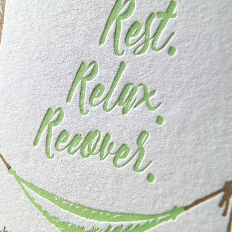 Recover Letterpress Card Relax Rest
