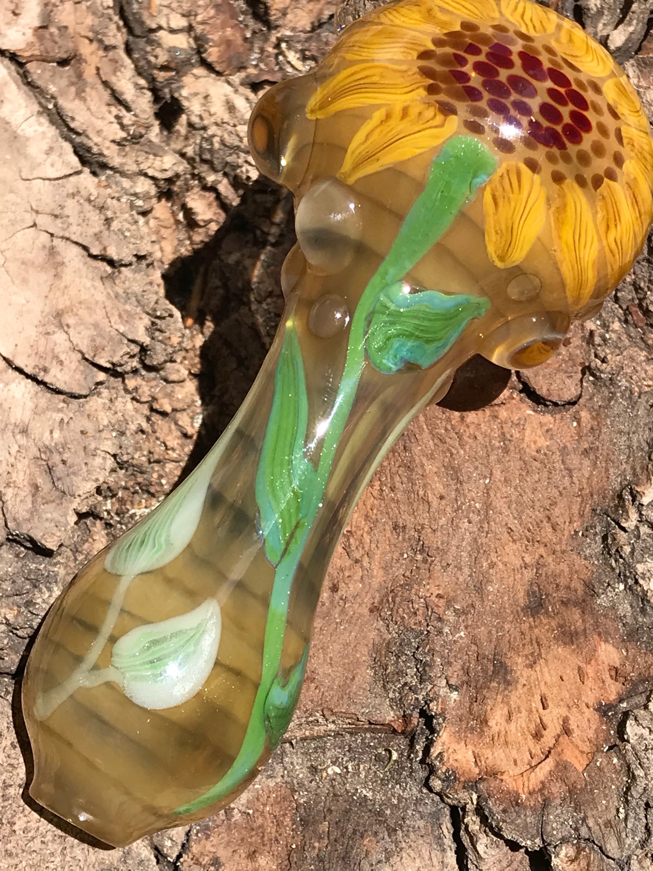 Glass Tobacco Pipe Sunflower Daydreams!