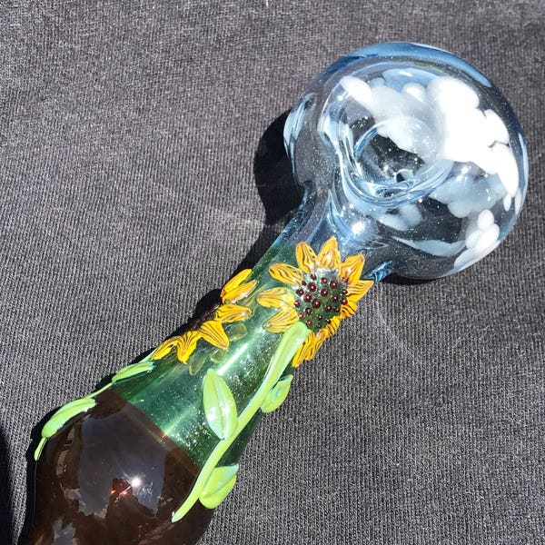 Made To Order Glass Tobacco Pipe Sunflower Fields Forever