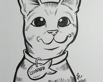 Customizable Pet Caricature (Black & White)