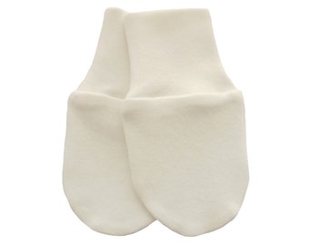 0-3 / 3-6 / 6-12 Monate Bio-Baumwolle gestrickt Neugeborenen Baby Anti Scratch Fäustlinge Handschuhe Farbe Elfenbein