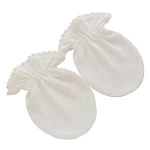 Cotton Baby Newborn Scratch Mittens  Color Ivory, Cotton Lace